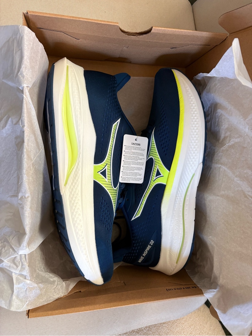 Mizuno Men’s Athletic Running Shoes - Navy & Neon Yellow